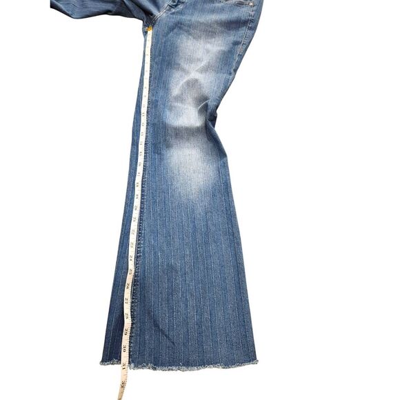 Rock & Roll Cowboy Denim Flare Striped Jeans womens 30x31* measured raw hem - Picture 5 of 9